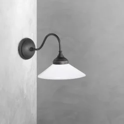 Wandleuchte Messing Glas H: 23,5 cm Rustikal schwenkbar E14