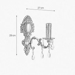Wandleuchte Messing Kristall H: 29 cm E14 massiv in Bronze