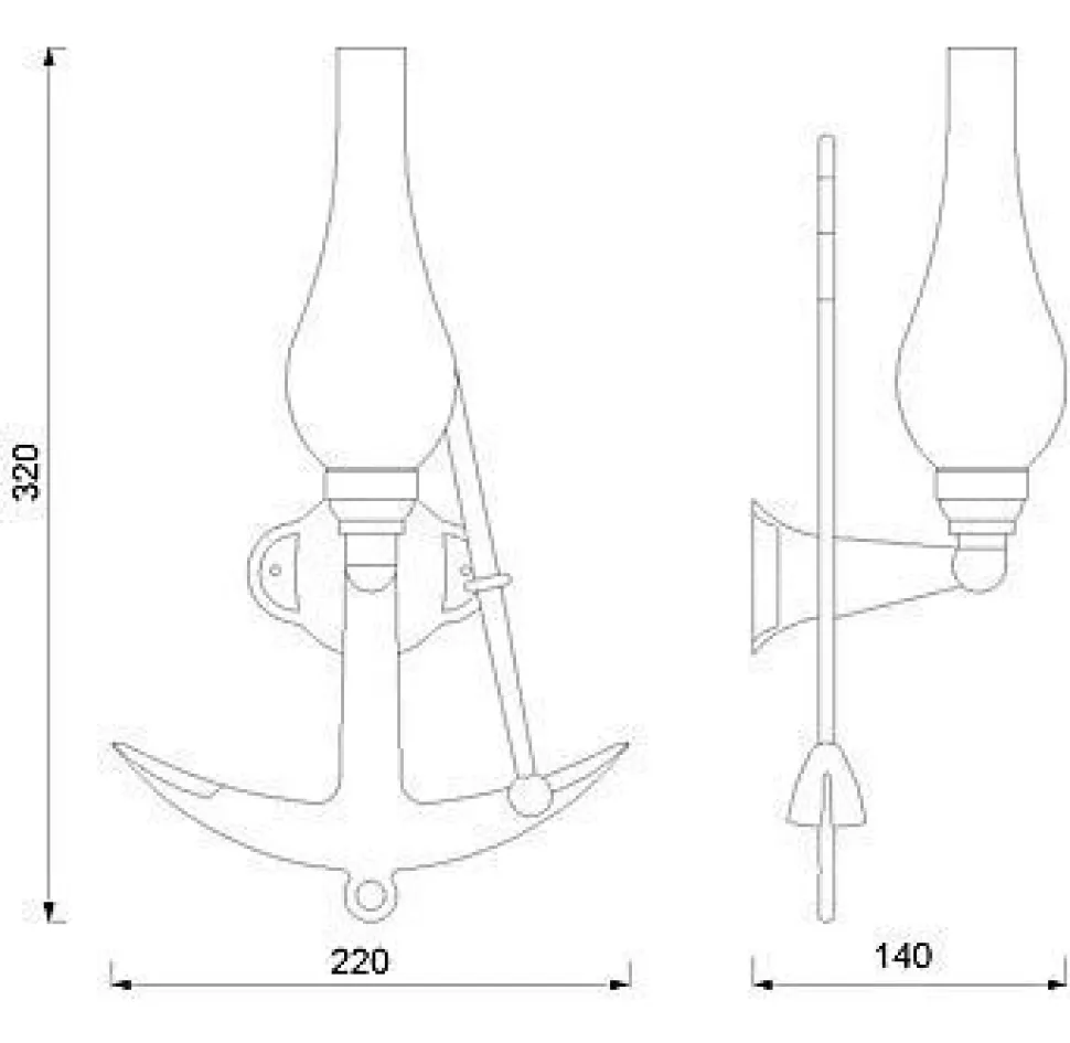 Wandleuchte Messing Maritim Anker Badezimmer Flur