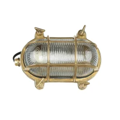 Wandleuchte Messing Riffelglas IP64 oval Maritim