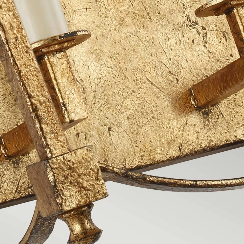 Wandleuchte Metall E14 36,1 cm hoch in Antikgold ZENOR