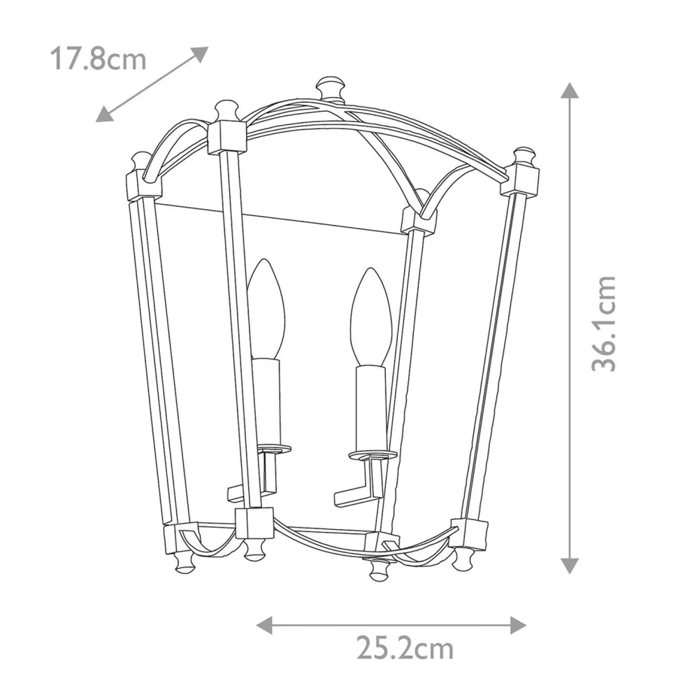 Wandleuchte Metall E14 36,1 cm hoch in Antikgold ZENOR
