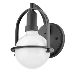 Wandleuchte Metall Glas 23,3 cm hoch Schwarz Weiß E27