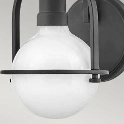 Wandleuchte Metall Glas 23,3 cm hoch Schwarz Weiß E27