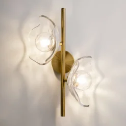 Wandleuchte Metall Glas 45 cm hoch in Messing G9 Modern