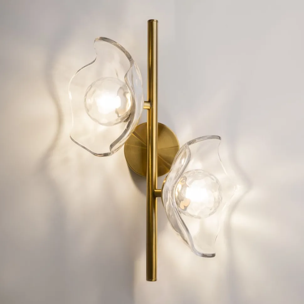 Wandleuchte Metall Glas 45 cm hoch in Messing G9 Modern