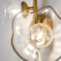 Wandleuchte Metall Glas 45 cm hoch in Messing G9 Modern