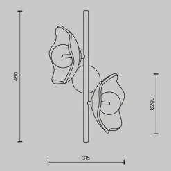 Wandleuchte Metall Glas 45 cm hoch in Messing G9 Modern