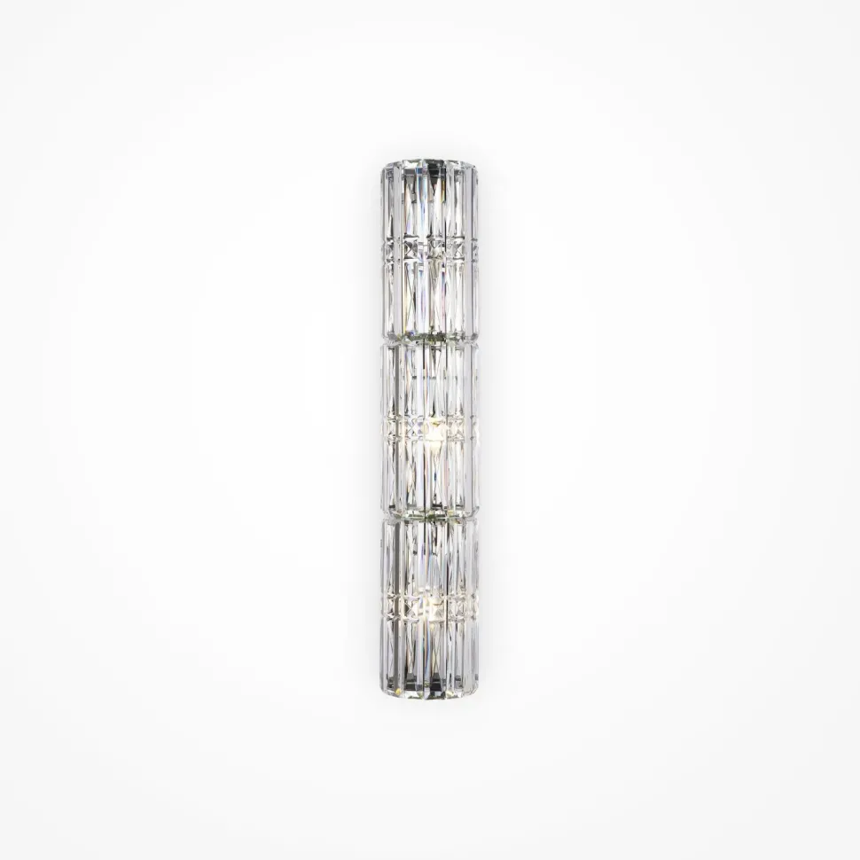 Wandleuchte Metall Glas E14 H: 75,2 cm Chrom 3-flammig