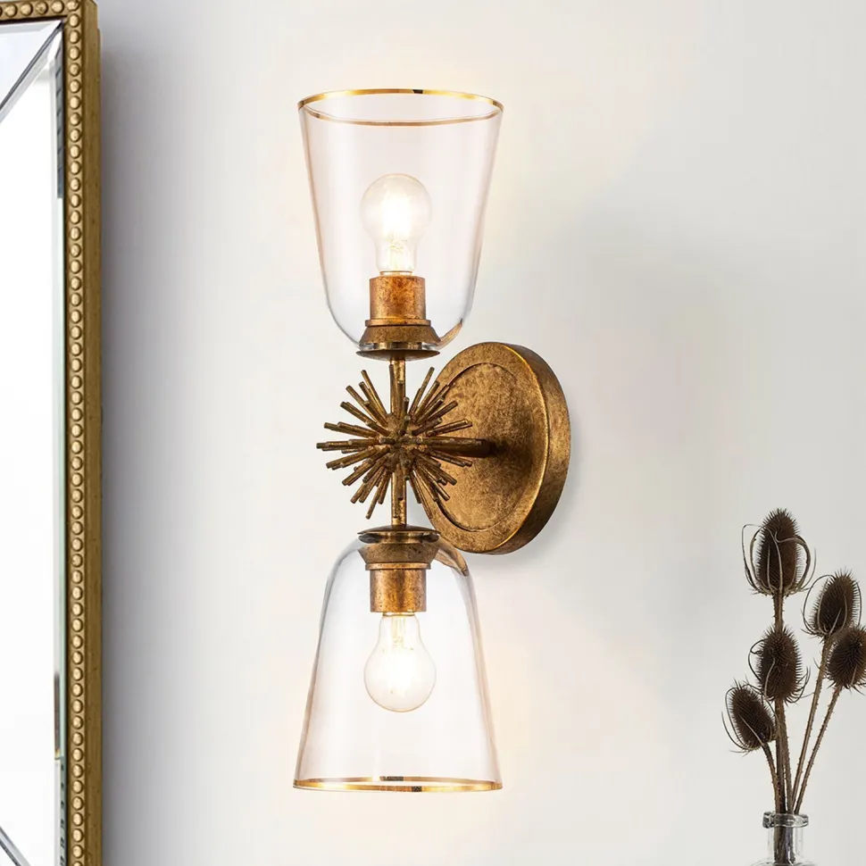 Wandleuchte Metall Glas E27 H: 55,9 cm Up Down Modern