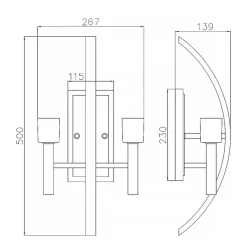 Wandleuchte Metall Glas H: 50 cm Chrom Weiß mit 2x G9 LED