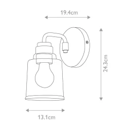 Wandleuchte Metall Glas H: 24,3 cm Vintage ASTANA