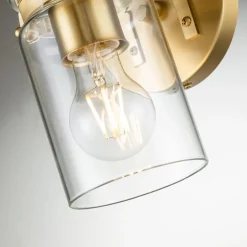 Wandleuchte Metall Glas H: 29,2 cm in Messing gebürstet E27