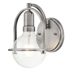 Wandleuchte Metall Glas H: 23,3 cm Nickel gebürstet E27