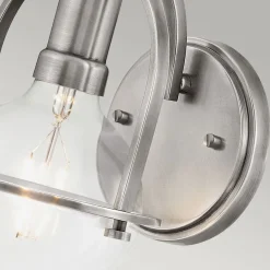 Wandleuchte Metall Glas H: 23,3 cm Nickel gebürstet E27