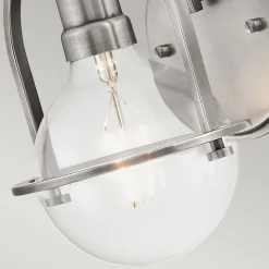 Wandleuchte Metall Glas H: 23,3 cm Nickel gebürstet E27