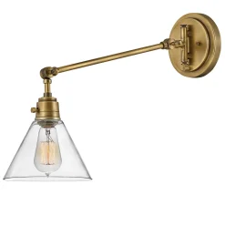 Wandleuchte Metall Glas verstellbar E27 in Messing Antik
