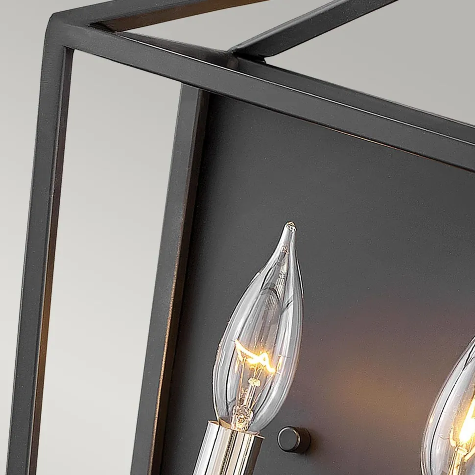 Wandleuchte Metall H: 43,1 cm Schwarz Nickel poliert