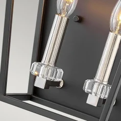 Wandleuchte Metall H: 43,1 cm Schwarz Nickel poliert