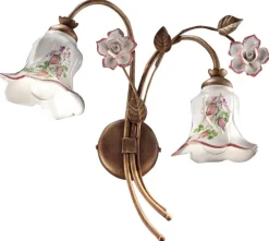 Wandleuchte Metall Keramik E14 B: 37 cm 2-flammig