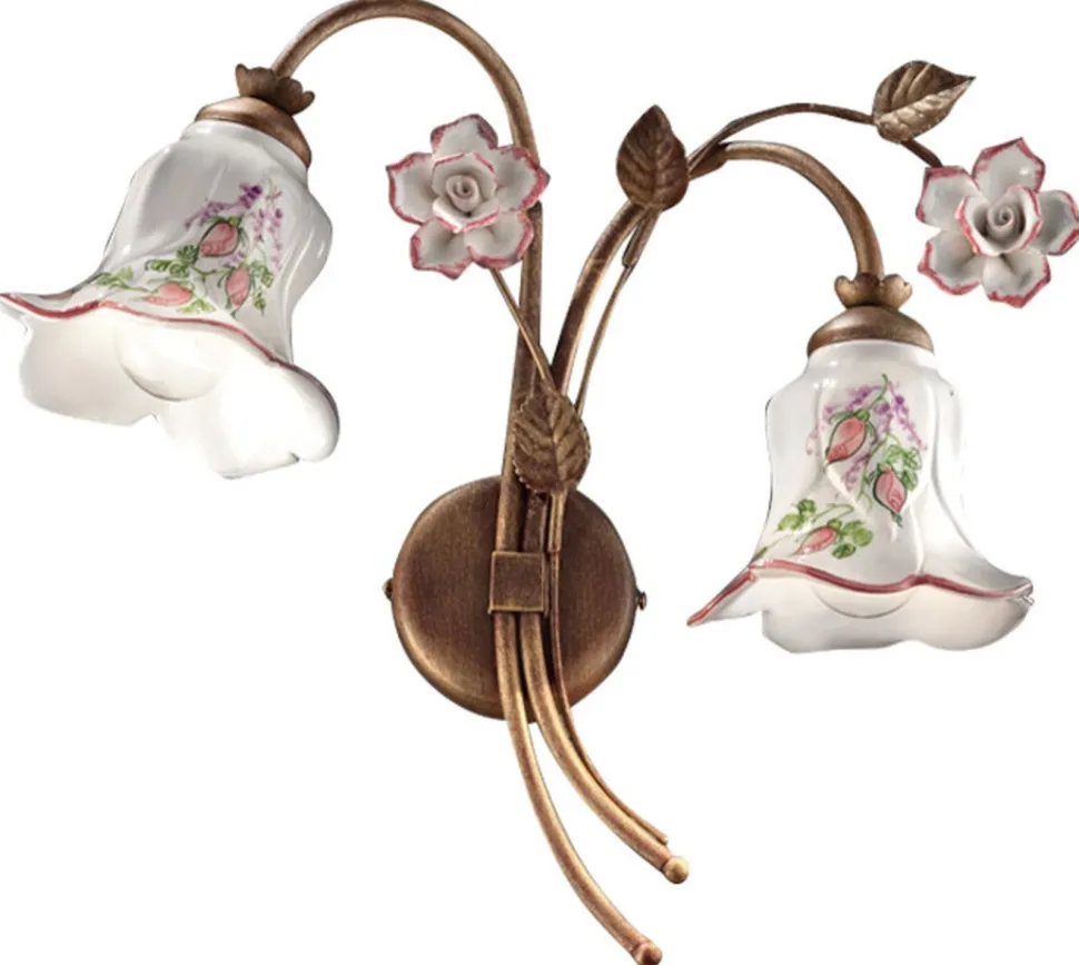 Wandleuchte Metall Keramik E14 B: 37 cm 2-flammig