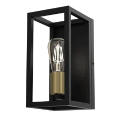 Wandleuchte Metall Schwarz Antik Messing H:30 cm E27