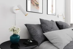 Wandleuchte mit Kabel Schalter Weiß Gold GU10 verstellbar