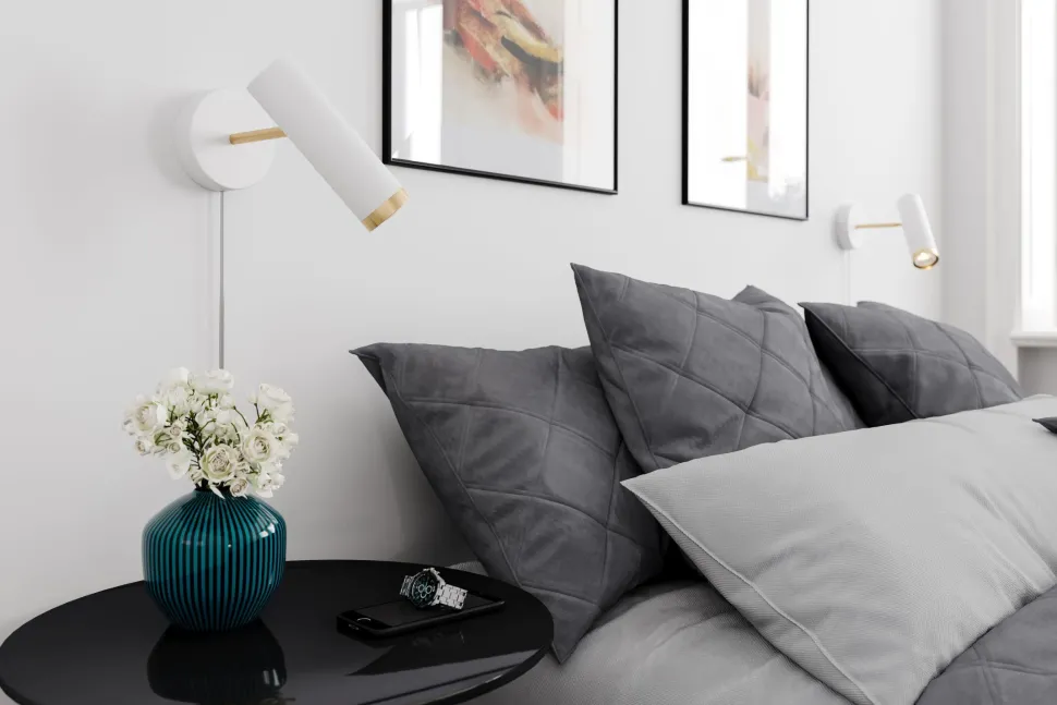 Wandleuchte mit Kabel Schalter Weiß Gold GU10 verstellbar