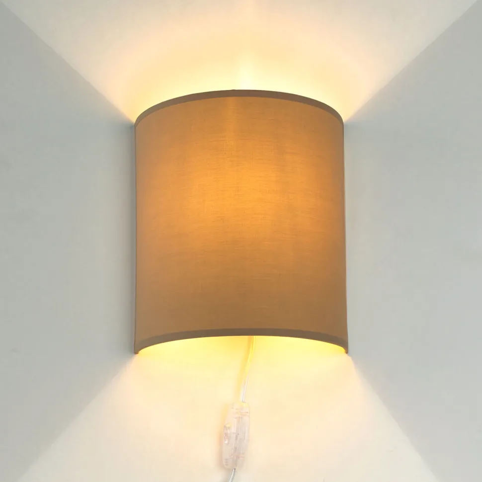 Wandleuchte mit Kabel Schalter Kaffeebraun Stoff ALICE