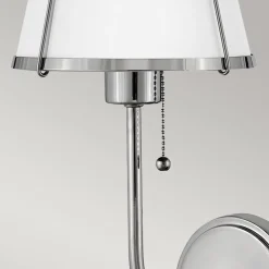 Wandleuchte mit Schalter Metall 40 cm hoch Nickel Weiß