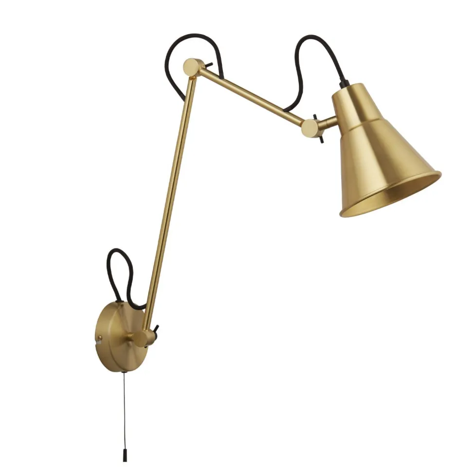 Wandleuchte mit Schalter in Messing Gelenk verstellbar Metall