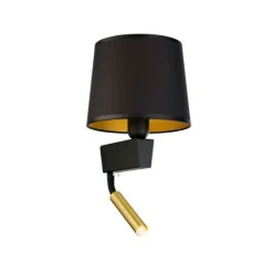Wandleuchte mit Schalter Lesearm Schwarz Gold Modern