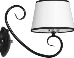 Wandleuchte mit Schirm Weiß Schwarz Klassisch