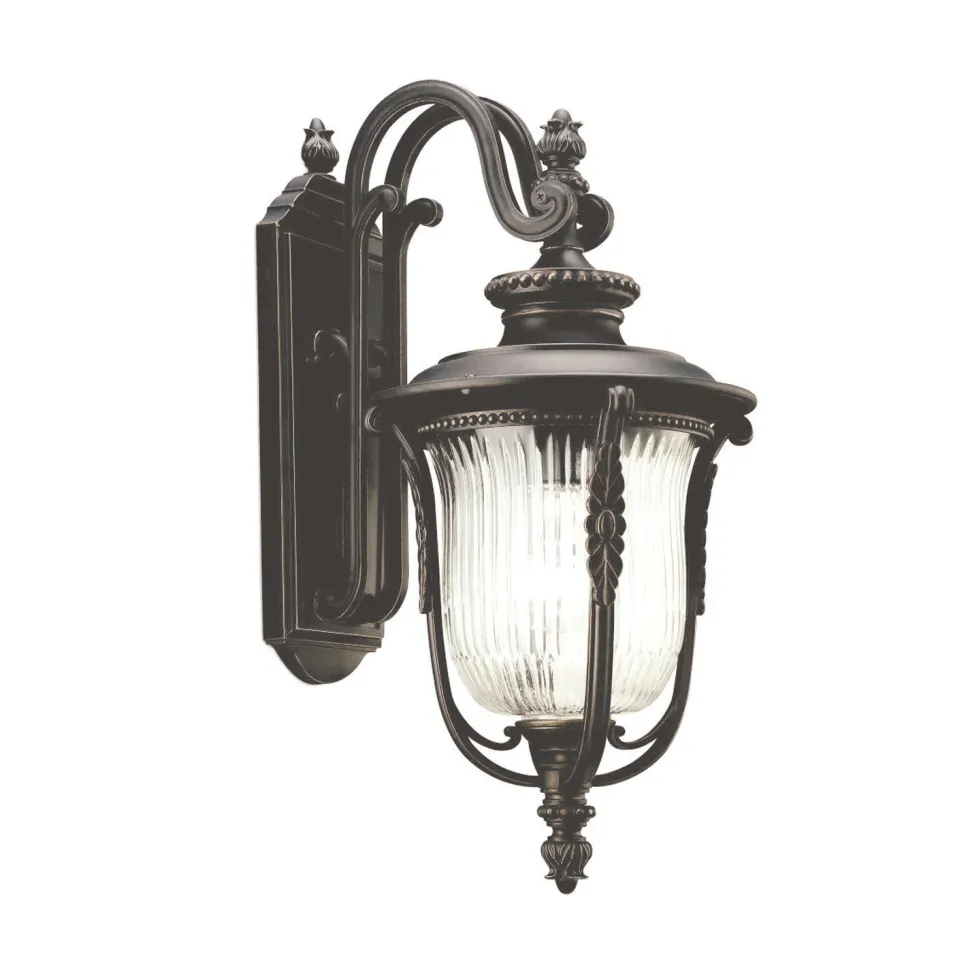 Wandleuchte MORGANA in Bronze Riffelglas IP44 außen