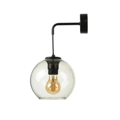 Wandleuchte Rauchglas Kugelschirm E27 Pendelarm Schwarz