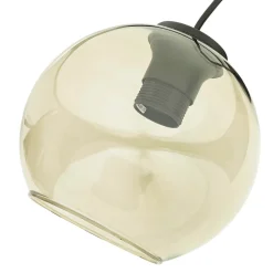 Wandleuchte Rauchglas Kugelschirm E27 Pendelarm Schwarz