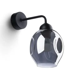 Wandleuchte Rauchglas Schwarz E27 dekorativ SEGIN
