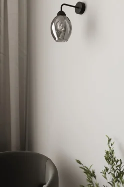 Wandleuchte Rauchglas Schwarz E27 dekorativ SEGIN
