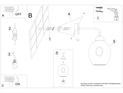 Wandleuchte Rauchglas Schwarz E27 dekorativ SEGIN