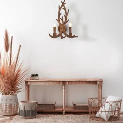 Wandleuchte Rustikal aus Resin künstliches Geweih B: 36 cm