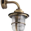 Wandleuchte SANTORIN Messing Riffelglas IP64 Maritim
