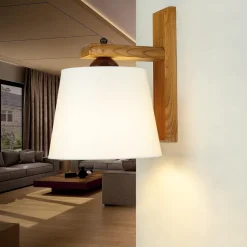 Wandleuchte Schirm Holz wohnlich BEVERELY Lampe