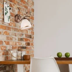 Wandleuchte Schirm Shabby Braun antik Metall