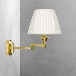 Wandleuchte Schlafzimmer Messing Stoff schwenkbar E14