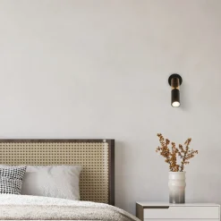 Wandleuchte schmal Ø 10 cm verstellbar in Schwarz Bernstein