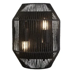 Wandleuchte Schwarz 2-flammig E27 Seil Schirm H: 30,5 cm