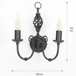 Wandleuchte schwarz Jugendstil 2-flmg.