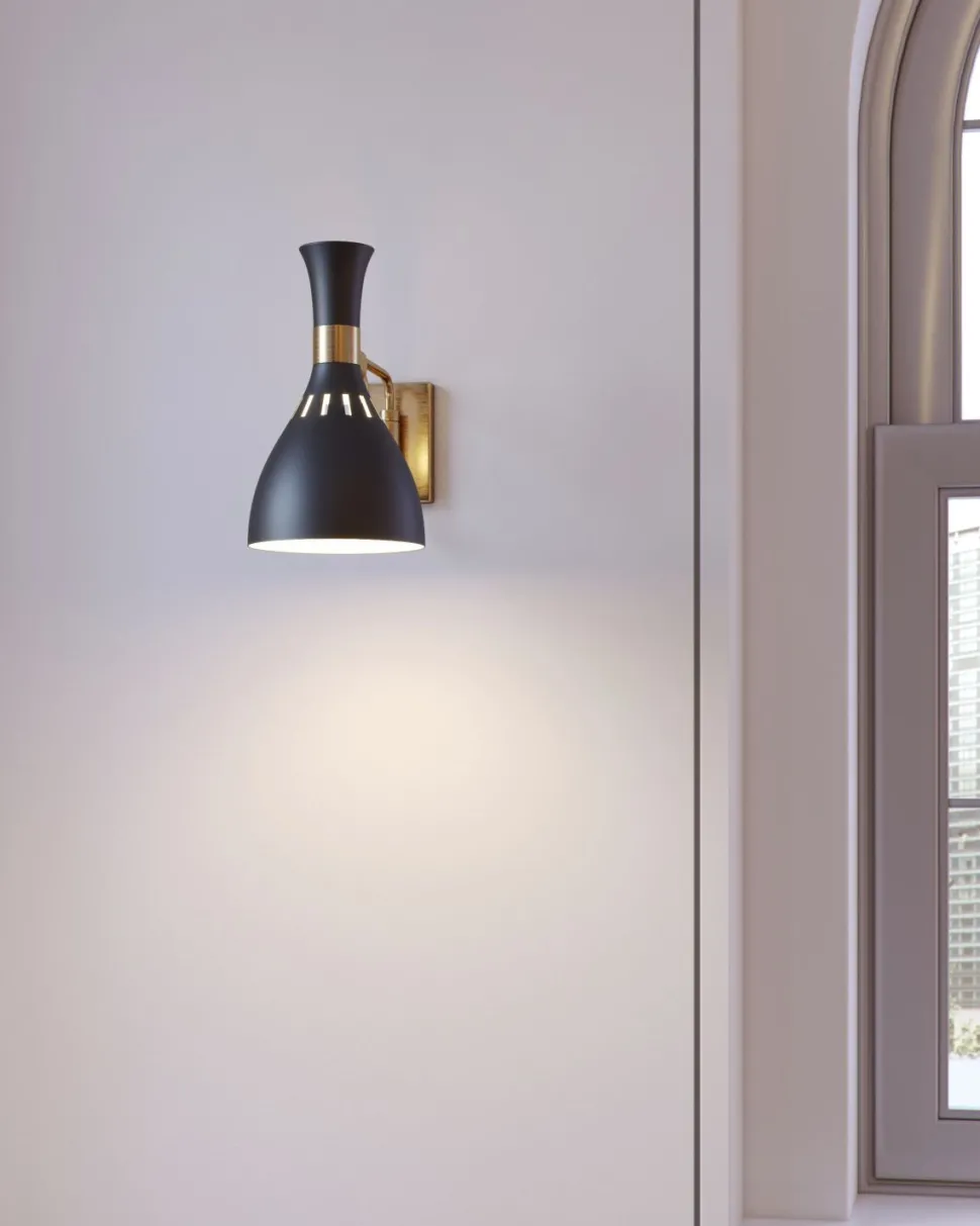 Wandleuchte Schwarz Messing E27 Metall Retro Design