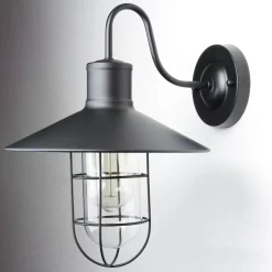 Wandleuchte Schwarz Metall E27 innen Vintage
