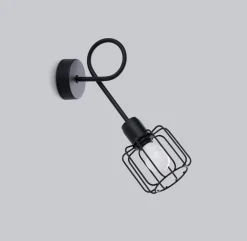 Wandleuchte Schwarz Metall Retro E14 Käfigschirm TISTA